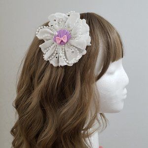 kawaii seashell 2-way hair clip lace corsage
